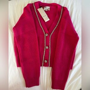 Cinq a sept pink with crystal accents cardigan